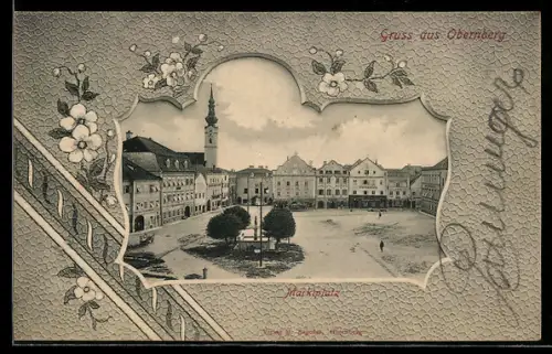 AK Obernberg am Inn, Gasthof zum bayerischen Hof, Weinhandlung, Marktplatz, Passepartout