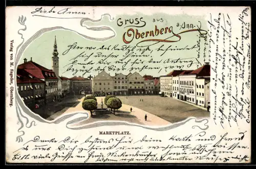 AK Obernberg am Inn, Blick auf den Marktplatz