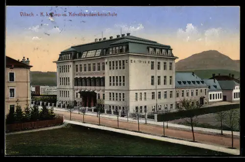 AK Villach, Ansicht der K. K. Bau- und Kunsthandwerkerschule