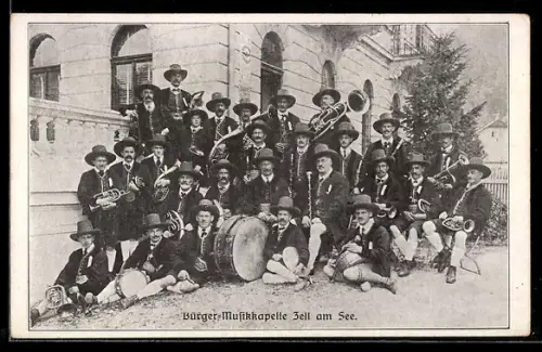 AK Zell am See, Bürger-Musikkapelle mit Instrumenten