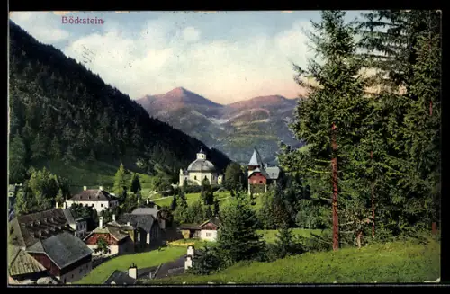 AK Böckstein, Ortspanorama mit Kirche und Bergen