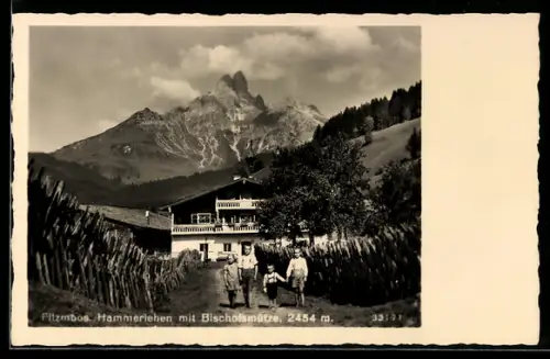 AK Filzmoos, Hammerlehen mit Bischofsmütze, Kindergruppe