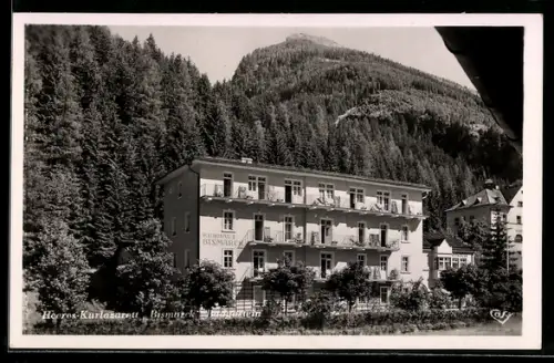 AK Badgastein, Heeres-Kurlazarett Bismarck, jetzt Hotel Tauernhof F. Tejkl, Berganorama