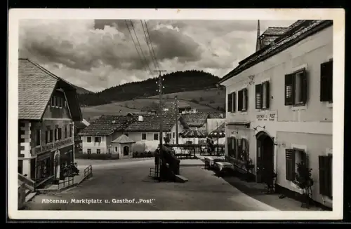 AK Abtenau, Marktplatz und Gasthof Post