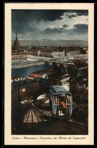 AK Torino, Panorama e Funicolare del Monte dei Capuccini, Bergbahn