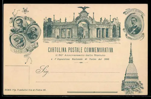 AK Torino, 50° anniversario dello Statuto e l`Esposizione Nazionale del 1898, Duca D`Aosta Presidente