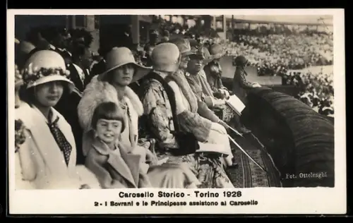 AK Torino, I Sovrani e le Principesse assistono al Carosello Storico 1928
