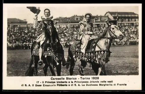 AK Torino, Carosello Storico 1928, Principe Umberto e la Principessa Jolanda nelle vesti
