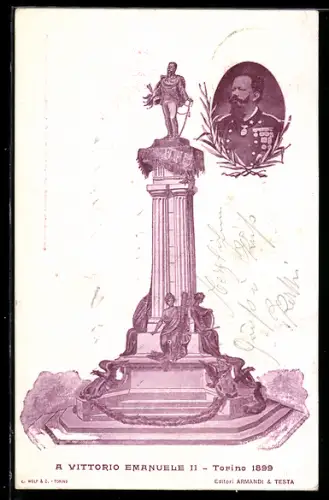 AK Torino, Monumento a Vittorio Emanuele II 1899