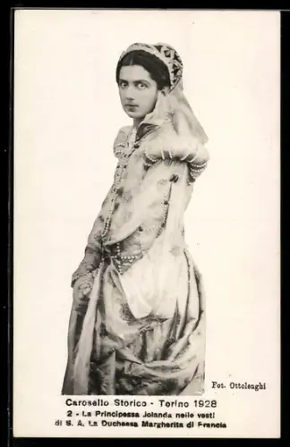 AK Torino, Carosello Storico 1928, Principessa Jolanda in vesti di Duchessa Margherita di Francia