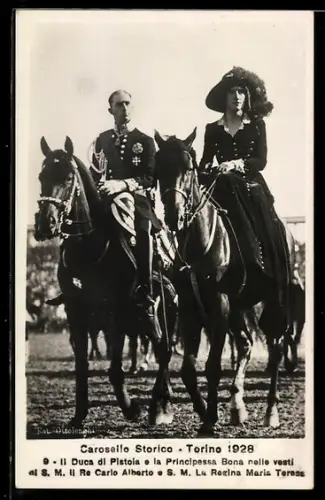AK Torino, Carosello Storico 1928, Duca di Pistoia e Principessa Bona