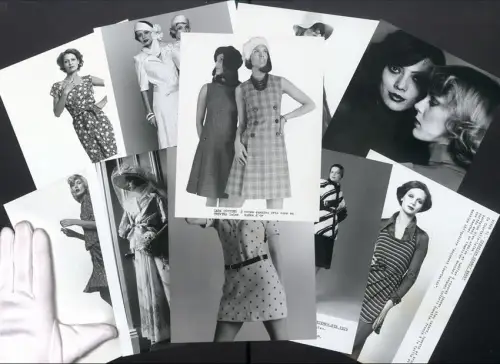 10 Fotografien Damenmode, Gestreifte Pelzweste von Dior, Hochzeitskleid von Dior mit Maiglöckchenmuster und Strohhut