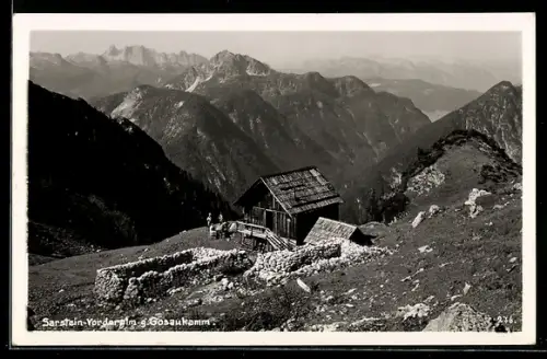 AK Bad Goisern am Hallstättersee, Sarstein Vorderalm und Bergpanorama mit Gosaukamm