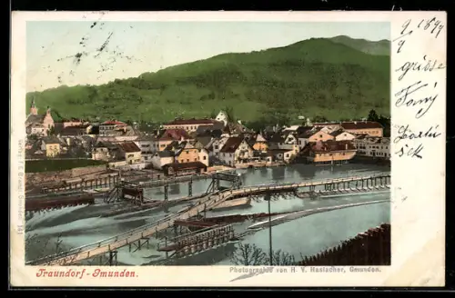 AK Gmunden, Traundorf, Wehranlagen und Ortspanorama