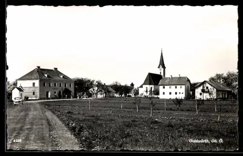 AK Goldwörth /Ob. Ö., Dorfansicht mit Kirche