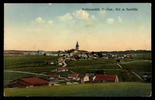 AK Hellmonsödt /O.-Östr., Gesamtansicht mit Kirche