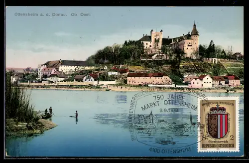 AK Ottensheim a. d. Donau, Schloss und Donaupartie