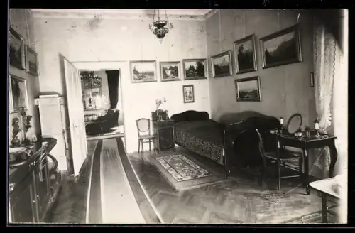 AK Bad Ischl, Schlafzimmer in der Kaiservilla