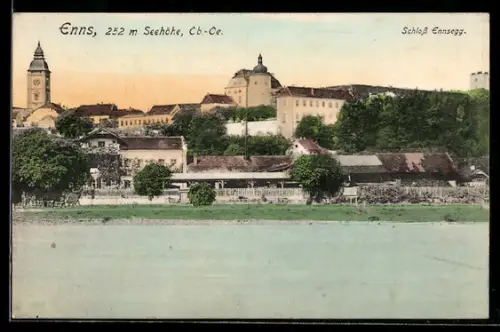 AK Enns, Schloss Ennsegg, Stadtansicht