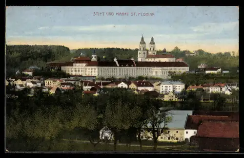 AK St. Florian, Stift und Markt, Ortspanorama