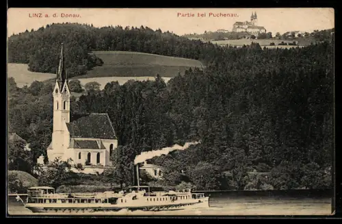 AK Linz a. d. Donau, Partie bei Puchenau