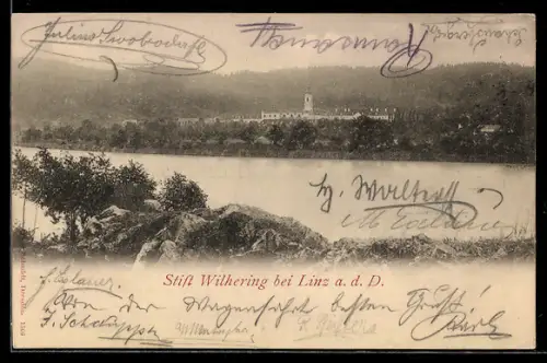 AK Wilhering bei Linz a. d. D., Stift an der Donau