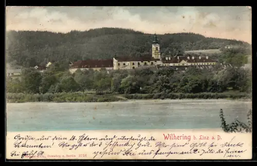 AK Wilhering b. Linz, Kloster an der Donau