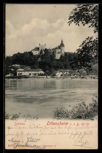 AK Ottensheim a. d. D., Schloss und Donaupartie