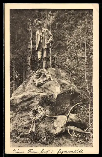 AK Bad Ischl, Jagdstandbild Kaiser Franz Josef I.