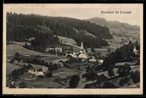 AK Hirschbach bei Freystadt, Panorama mit Kirche