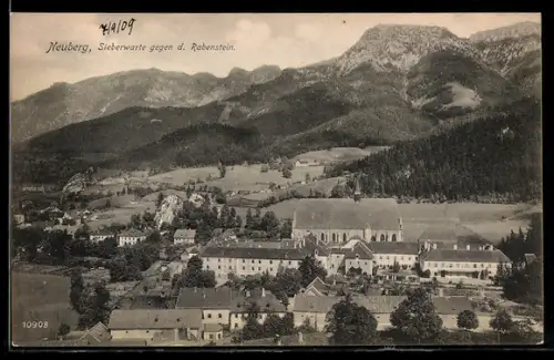 AK Neuberg an der Mürz, Sieberwarte mit Kirche gegen den Rabenstein