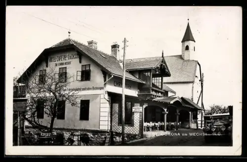AK St. Corona am Wechsel, Hotel zur schönen Aussicht und Kirche