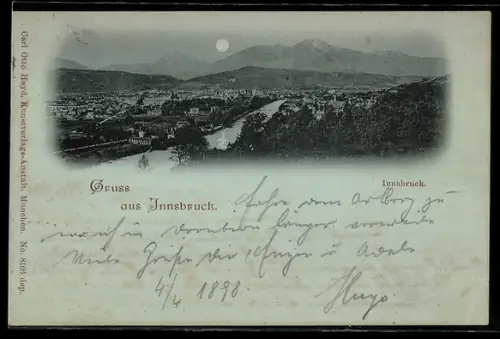 Mondschein-AK Innsbruck, Teilansicht