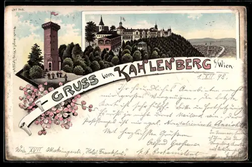 Lithographie Wien, Kahlenberg, Aussichts-Turm
