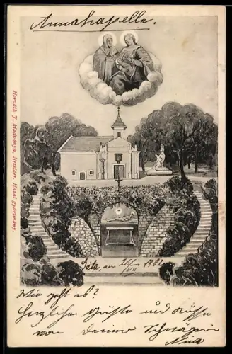 Lithographie Gattendorf, Annakirche mit Gnadenbild
