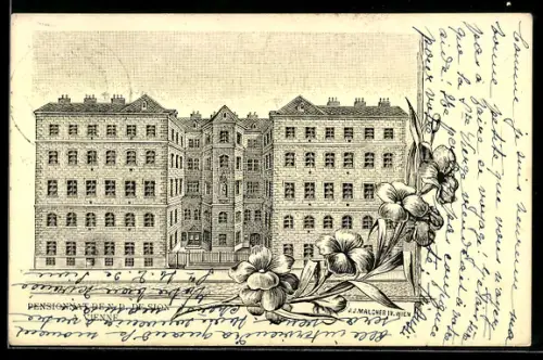 Lithographie Wien, Pensionnat de N. D. de Sion, Burggasse 37