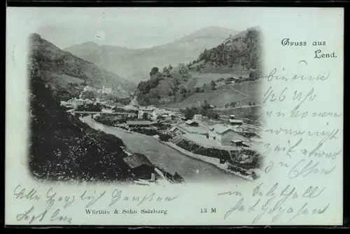Mondschein-AK Lend /Pinzgau, Teilansicht