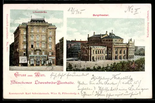 AK Wien, Gaststätte Münchener Löwenbräu-Bierhalle, Burgtheater