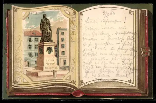 Lithographie Salzburg, Mozartdenkmal