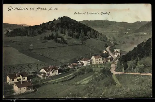 AK Groisbach /Alland, Ortsansicht mit Ferdinand Dietmanns Gasthof
