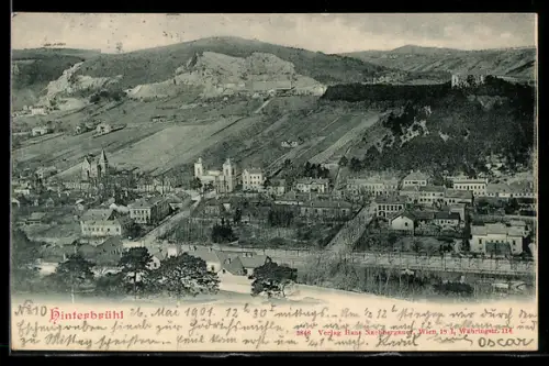 AK Hinterbrühl, Panorama mit Kirche und Burgruine