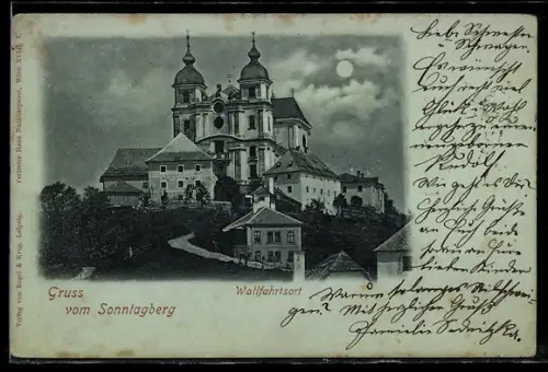 Mondschein-AK Sonntagberg, Wallfahrtskirche