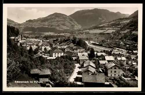 AK Schwarzach im Pongau, Ortsansicht mit Kirche und Bergpanorama