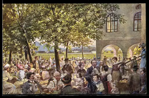 AK Salzburg, Augustiner Bräustüblgarten