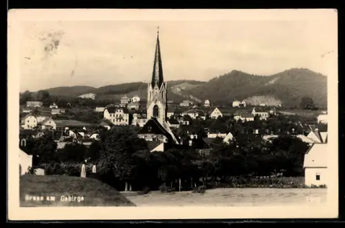 AK Brunn am Gebirge, Panorama mit Kirche