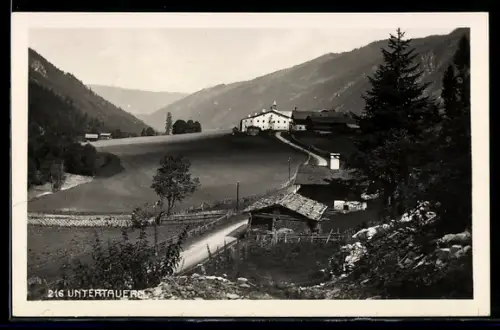 AK Untertauern, Bergpanorama mit Gehöften