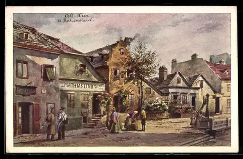 Künstler-AK Wien, Ratzenstadel, Handlung Mathias Lind