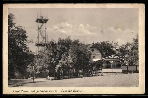 AK Wien, Restaurant Jubiläumswarte mit Aussichtsturm, Inh. Leopold Kramer
