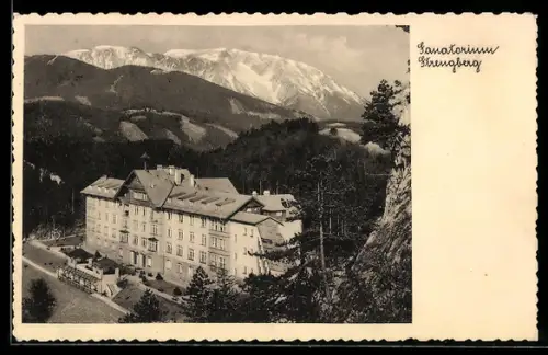 AK Strengberg, Sanatorium mit Bergpanorama