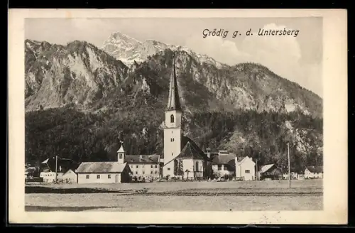 AK Grödig, Kirche g. d. Untersberg